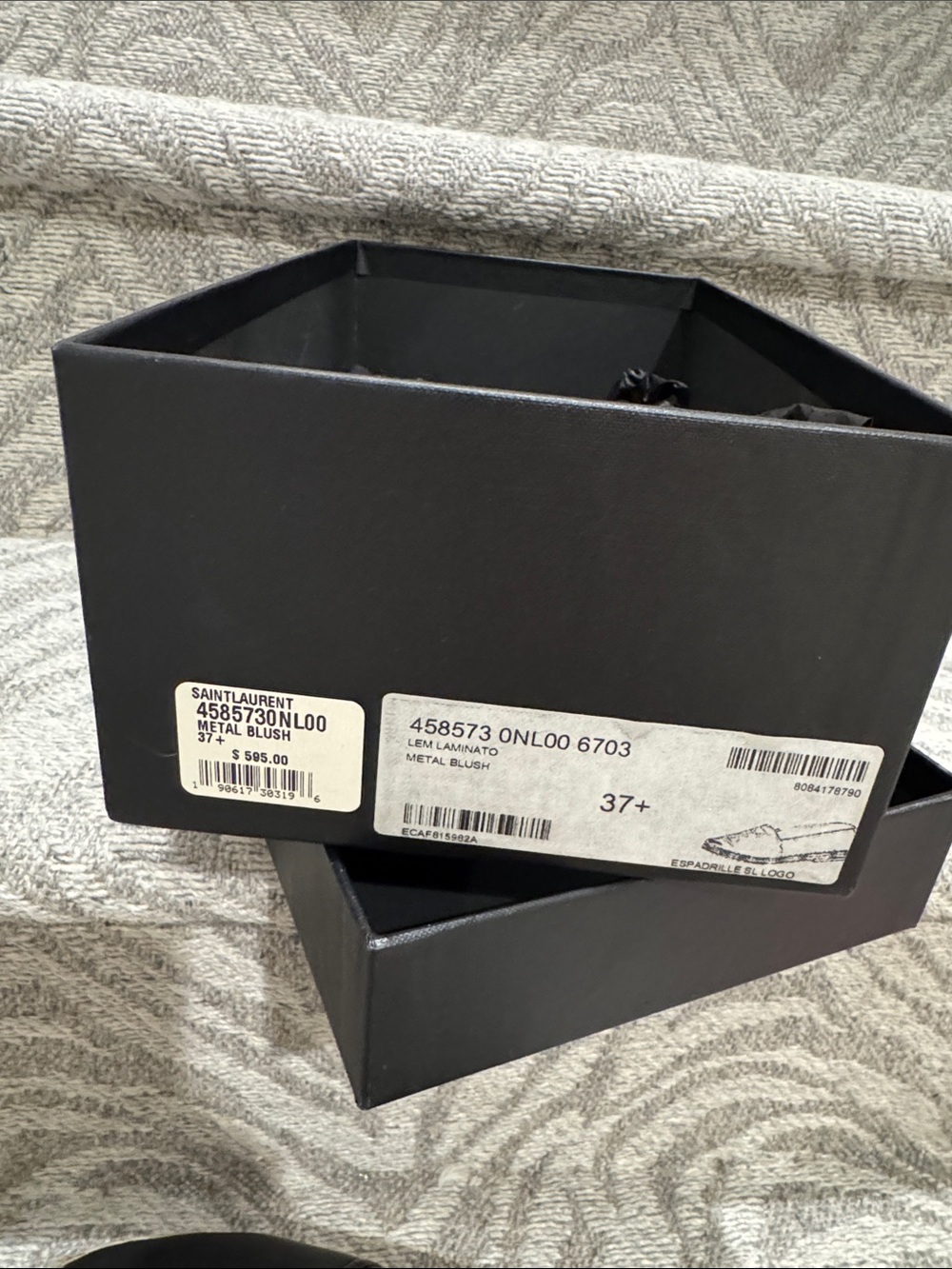 Saint Laurent Black Leather Espadrille Flats - Picture 7 of 8